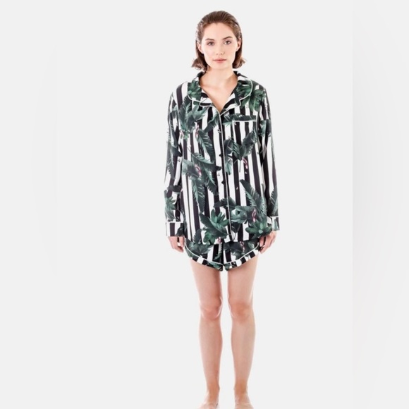 PLUSH REVOLVE SILKY JUNGLE STRIPED PAJAMA SET - Picture 3 of 4